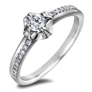 0.19 Carat Canadian Diamond Engagement Ring with Accents in White Gold
