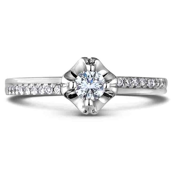 0.19 Carat Canadian Diamond Engagement Ring with Accents in White Gold