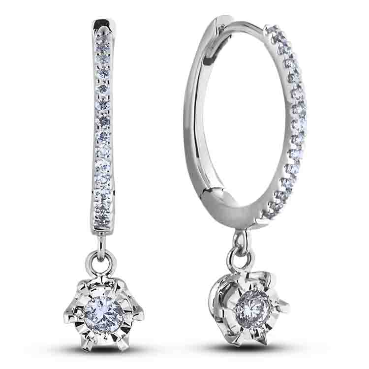 Badgley Mischka Certified Lab Grown Diamond Dangle Hoop Earrings 3 ct  tw in 14k White Gold  Macys