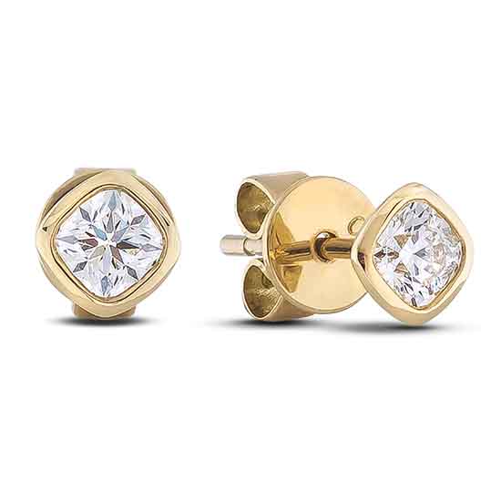 0.40 ctw Canadian Diamond Bezel Set Stud Earrings Yellow Gold | Lugaro Jewellery