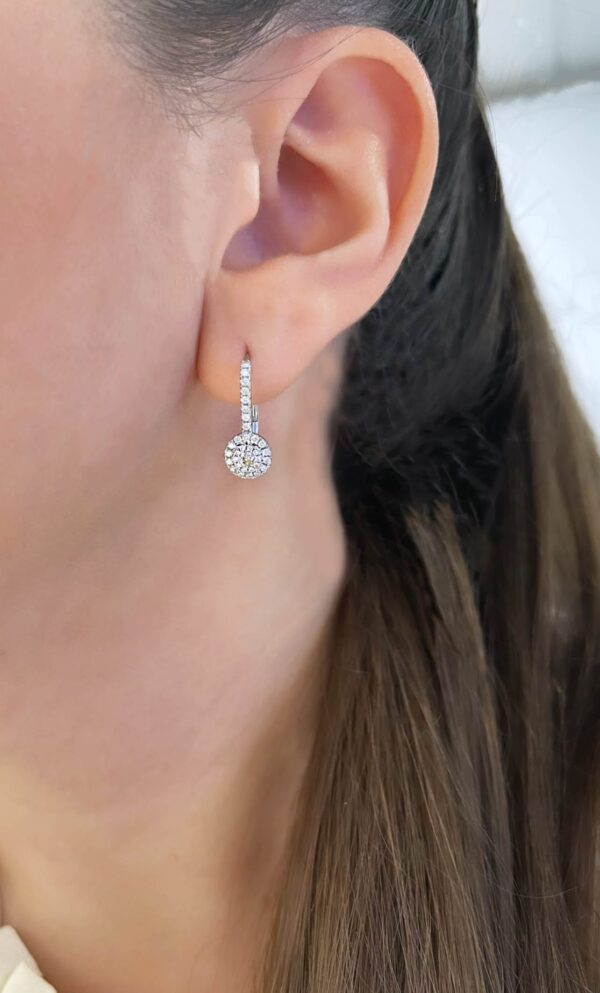0.63 Carat TW Canadian Diamond Double Halo Drop Earrings in White Gold - Image 2