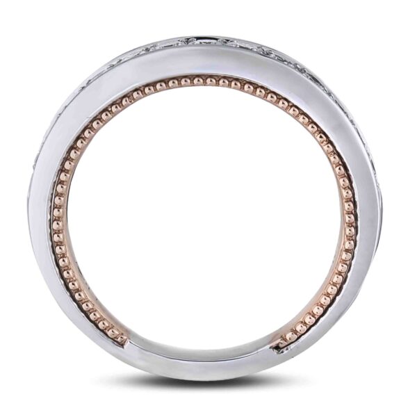 0.50 Carat TW Ladies Diamond Vintage Style Matching Wedding Band in 18K White & Rose Gold - Image 3