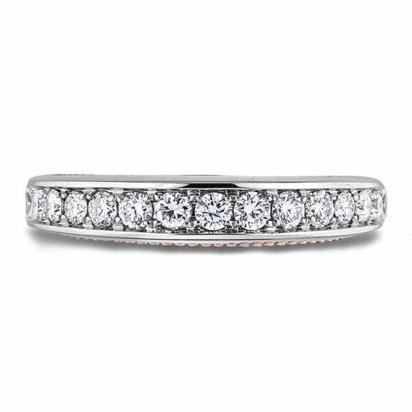0.50 Carat TW Ladies Diamond Vintage Style Matching Wedding Band in 18K White & Rose Gold - Image 4