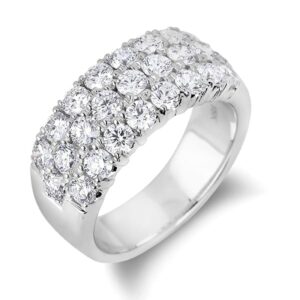 2.01 Carat TW Three Row Diamond Anniversary Ring in 18K White Gold