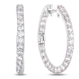 2.42 Carat TW Eternity Diamond Hoop Earrings in 18K White Gold