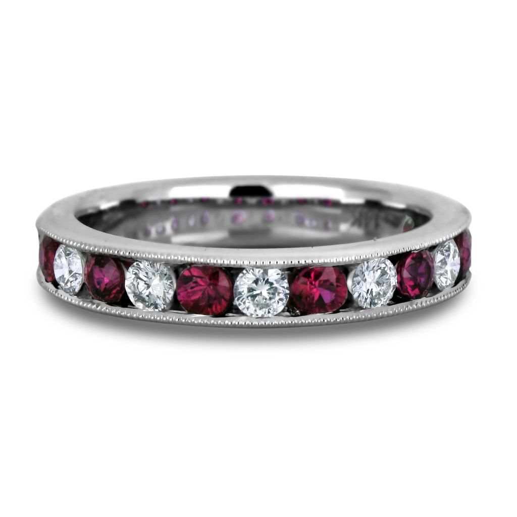 Ruby & Diamond Anniversary Ring and 14K White Gold | Lugaro