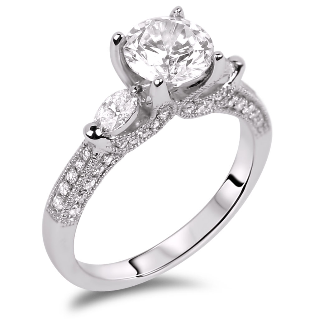 Forevermark Diamond Trilogy Engagement Ring 18K White Gold ...