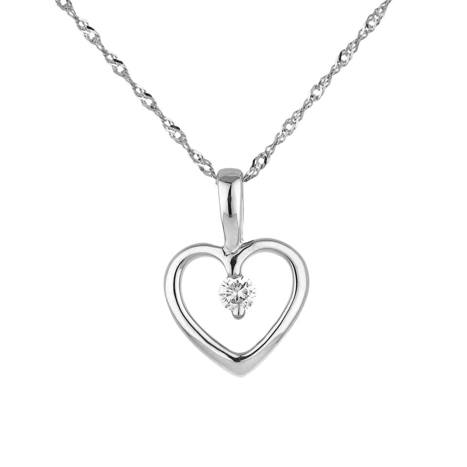 0 08 Ct Solitaire Diamond Heart Pendant