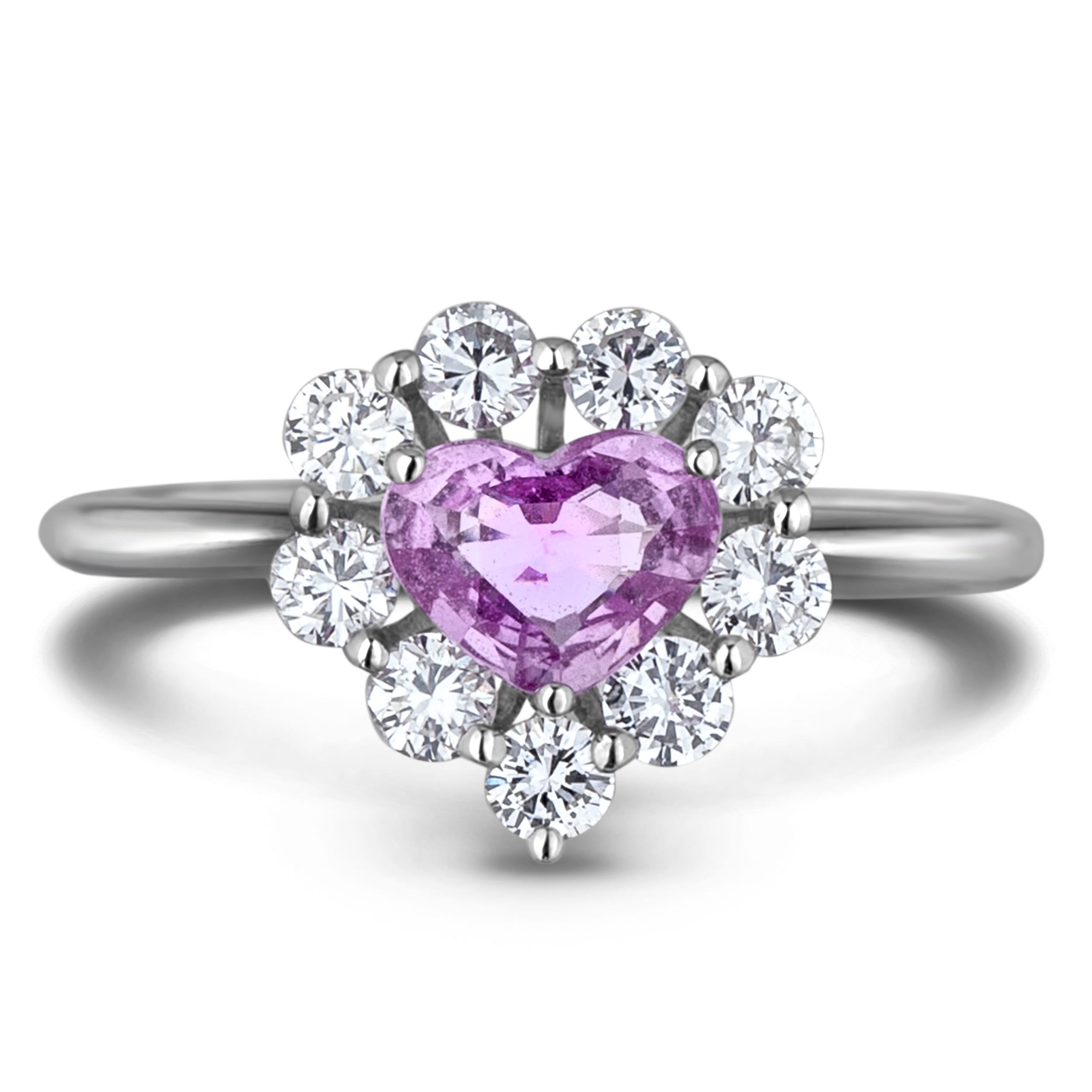 pink heart shaped diamond ring