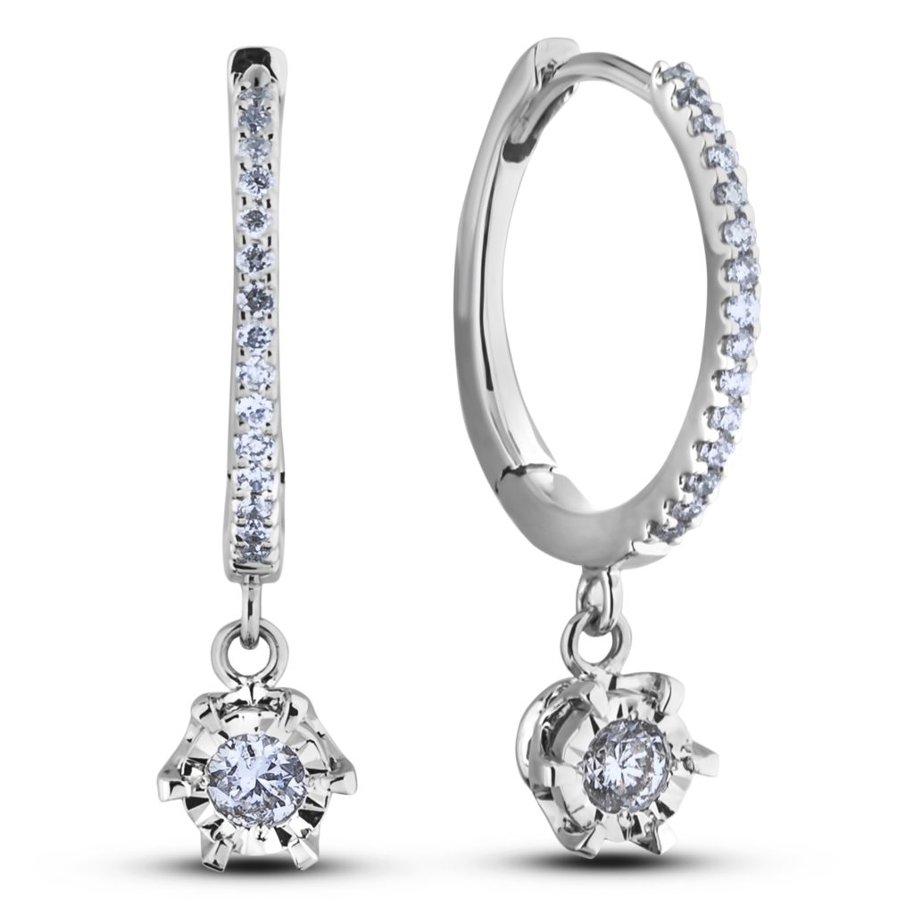 Canadian Diamond Dangle Hoop Earrings Lugaro Canadian Diamond Dangle Hoop Earrings Lugaro
