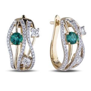 0.78 Carat TW Fine Colombian Emerald & Forevermark Black Label Diamond Hoop Earrings in 18K Yellow Gold