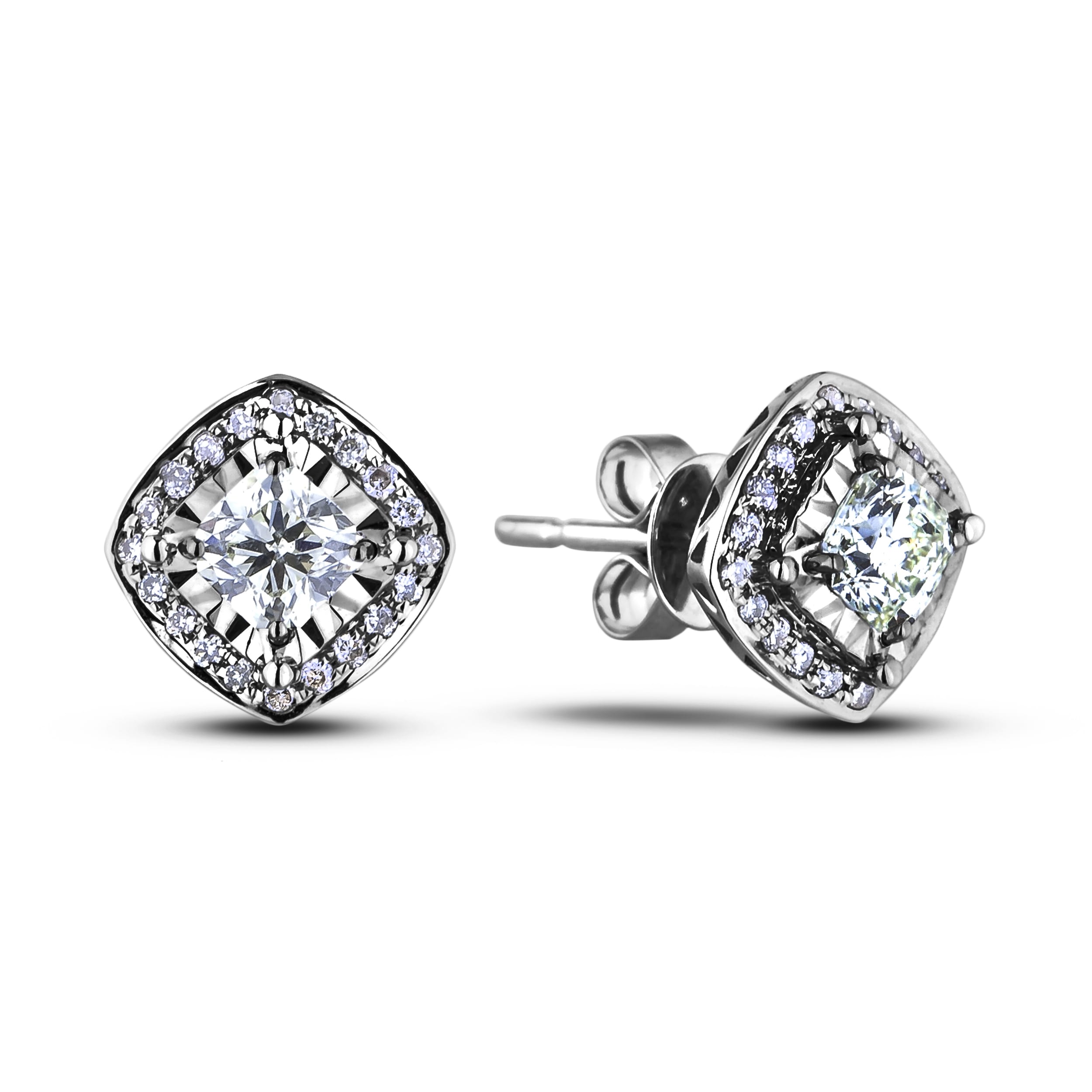 0 50 Ctw Canadian Diamond Halo Stud Earrings Lugaro