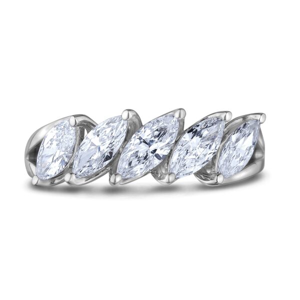 0.50 Carat TW Marquise Cut Diamond Anniversary Ring in White Gold