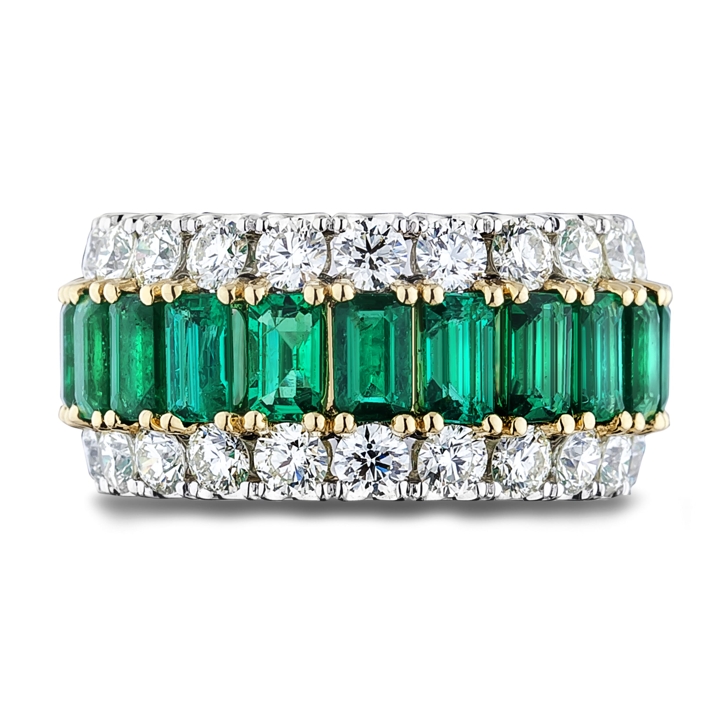 2.62 Carat TW Emerald & 2 Carat TW Diamond Anniversary Ring | Lugaro