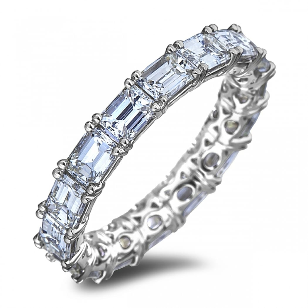 Emerald Cut Eternity Diamond Wedding Band Ring Lugaro