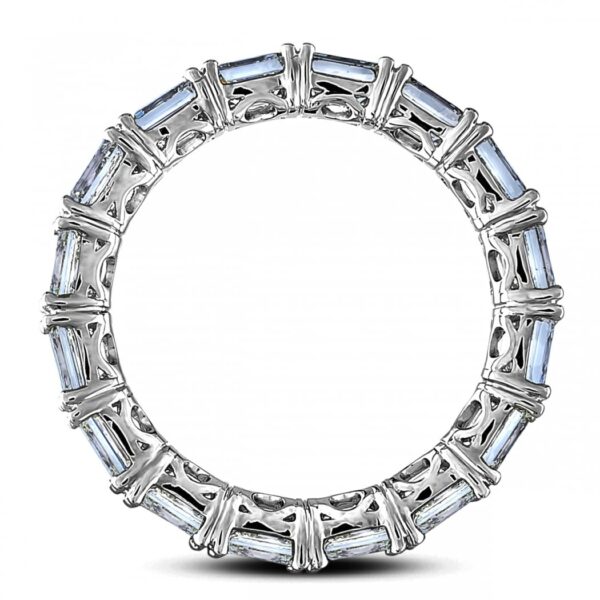 Emerald Cut De Beers Forevermark Eternity Diamond Wedding Band Ring in 18K White Gold - Image 2