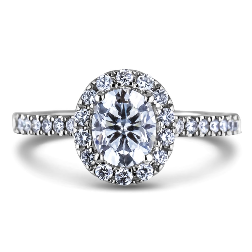 GIA OVAL DIAMOND HALO ENGAGEMENT RING
