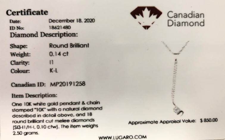 0 24 Carat Tw Canadian Diamond Hockey Stick Pendant - Gold Hockey Stick Pendant