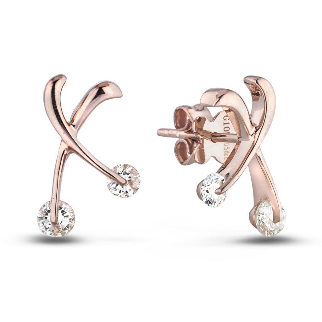 Canadian Diamond X Earrings In Rose Gold Lugaro