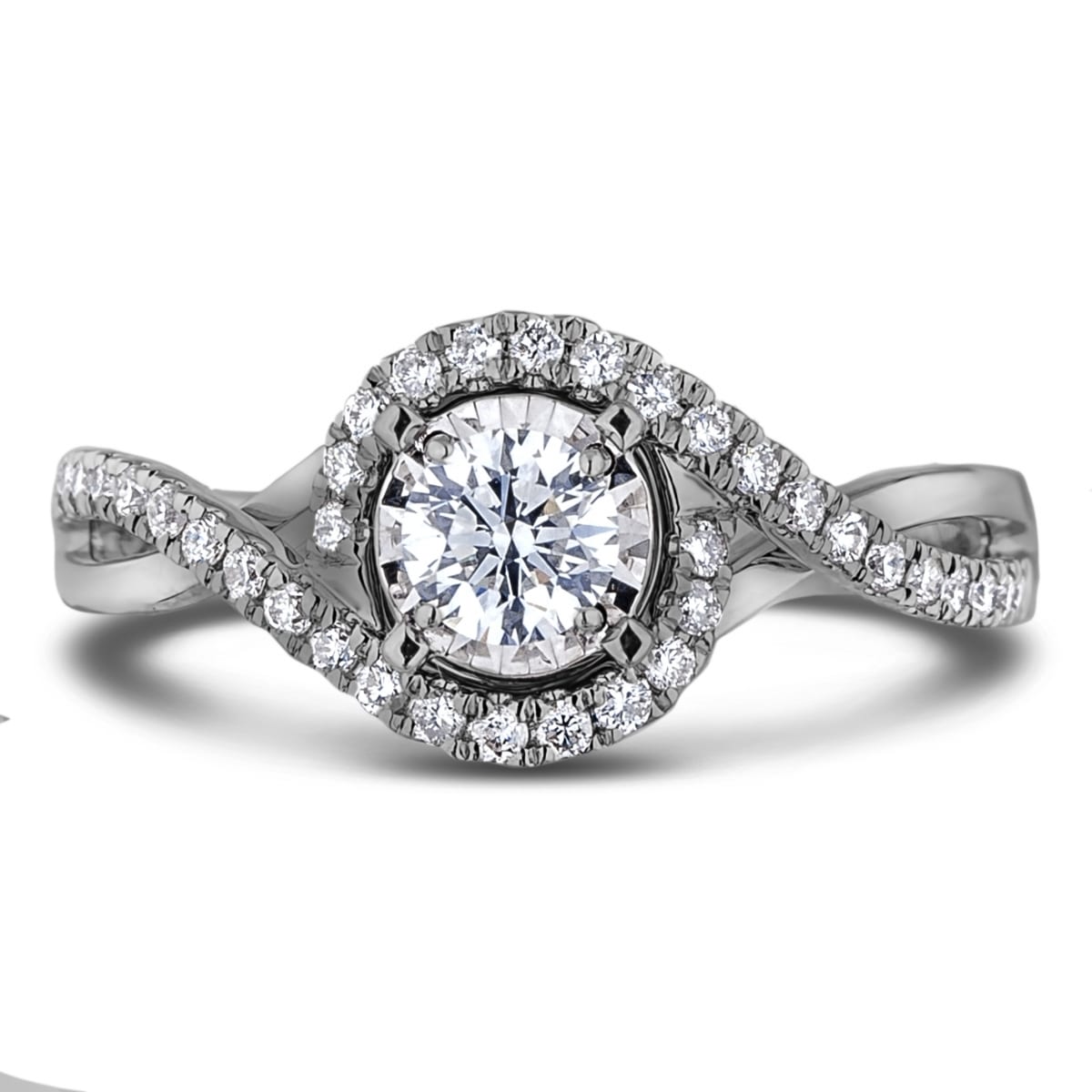 0.19 Carat Canadian Diamond Round Swirl Engagement Ring in White Gold