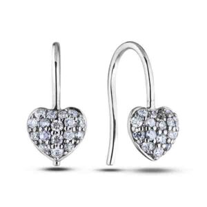 0.21 Carat TW Diamond Heart Hook Style Earrings in White Gold