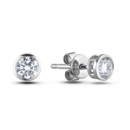 bezel diamond earrings