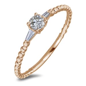 0.18 CT. Canadian Diamond Round Three Stone Engagement Ring in Yellow Gold
