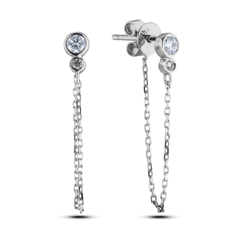 Forevermark Diamond Chain Loop Drop Earrings in 18K Gold Lugaro