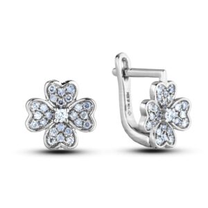 0.35 Carat TW Canadian Diamond Flower Hook Style Earrings in White Gold