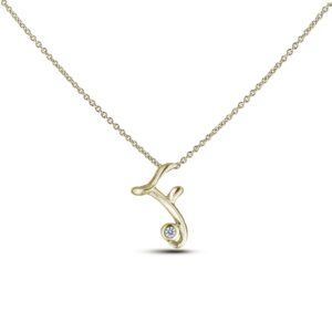 Canadian Diamond Letter F Pendant in Yellow Gold SGP393