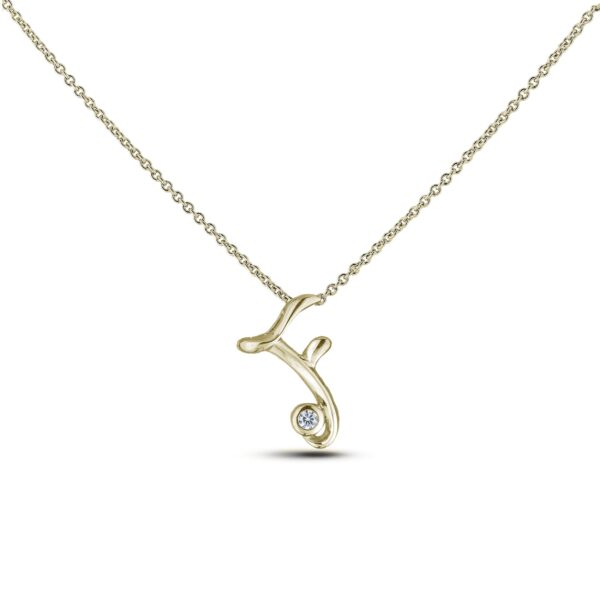 Canadian Diamond Letter F Pendant in Yellow Gold SGP393