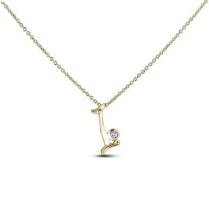 10k yellow gold letter I diamond pendant