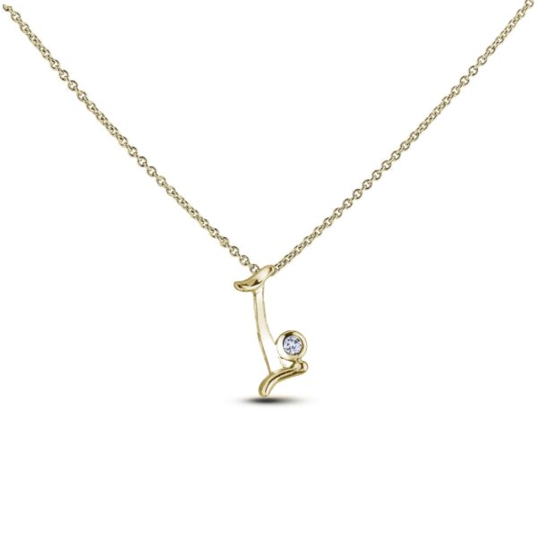 10k yellow gold letter I diamond pendant