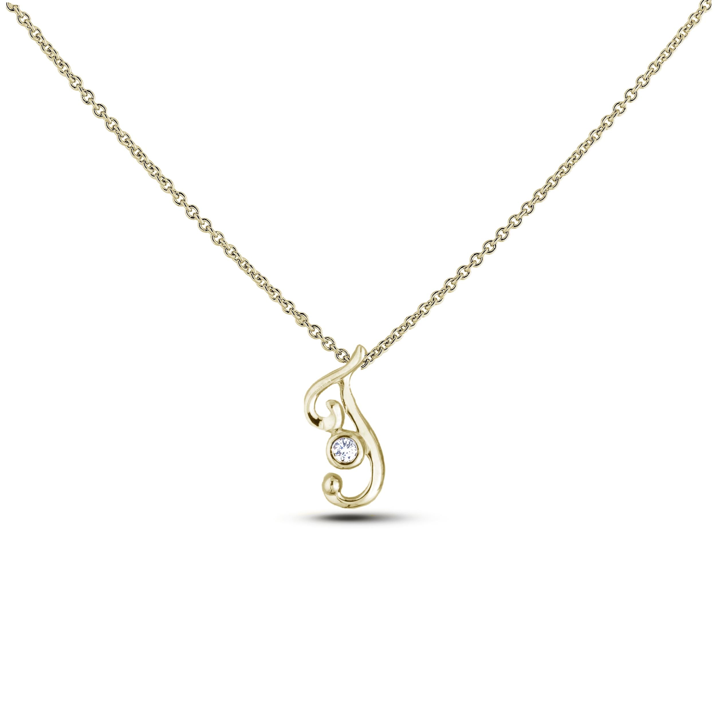 Canadian Diamond Letter J Pendant Chain In Yellow Gold Lugaro Letter J Diamond Pendant