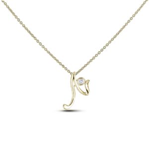 Canadian Diamond Letter N Pendant in Yellow Gold