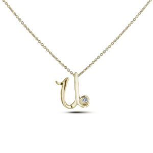 10K yellow gold letter U diamond pendant