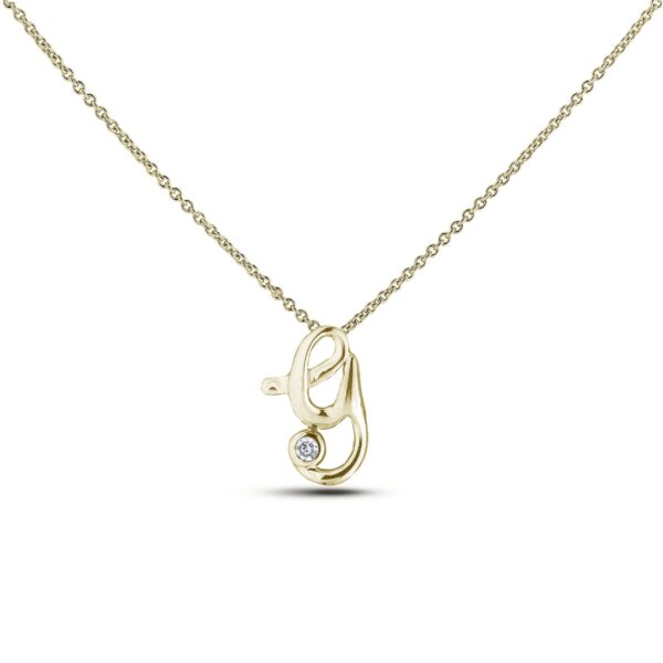 Letter Y diamond pendant in yellow gold