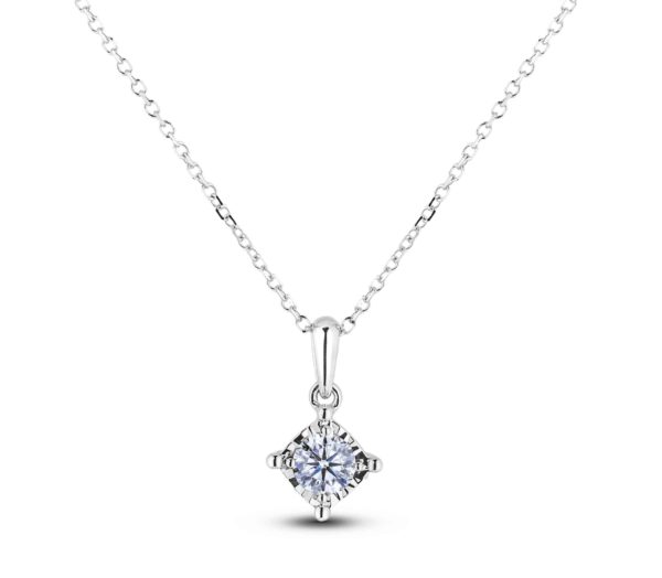 Miracle Setting Canadian Diamond Solitaire Pendant & Chain Lugaro