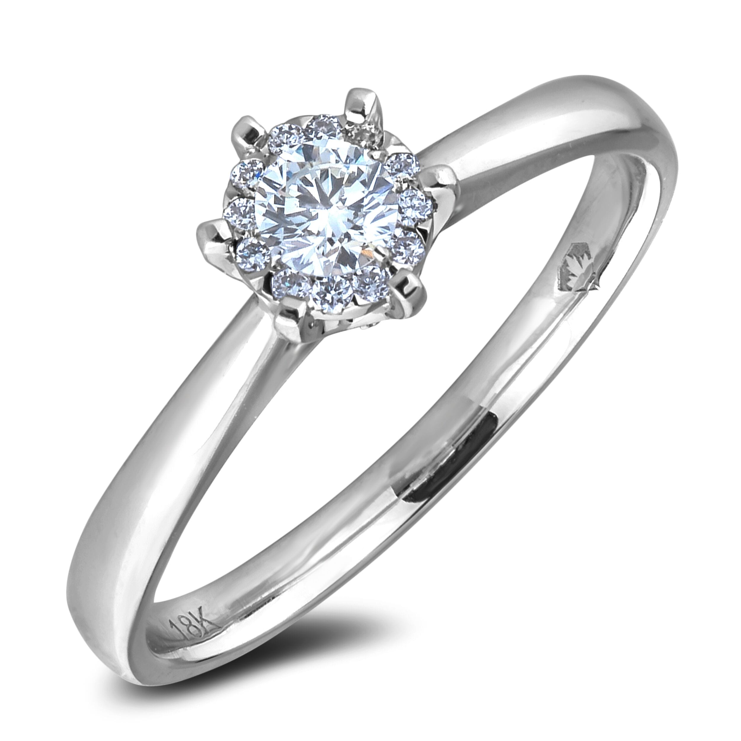 Prong Set Canadian Diamond Halo Engagement Ring