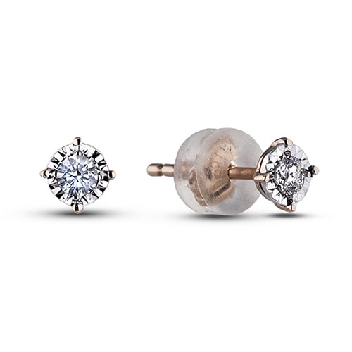 0 11 Ctw Canadian Diamond Solitaire Stud Earrings In 18k Rose