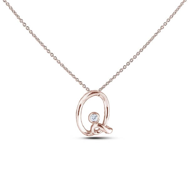 real rose gold initial necklace
