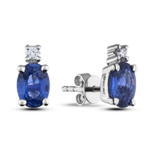 2.73 Carat TW Sapphire and Canadian Diamond Stud Earrings in White Gold