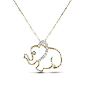 0.17 Carat TW Elephant Diamond Necklace in Yellow Gold