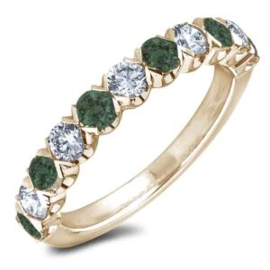 Colombian Emerald and Diamond Anniversary ring in Yellow Gold