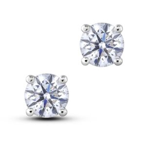 1.40 Carat TW GIA Certified Diamond Stud Earrings in 14K White Gold