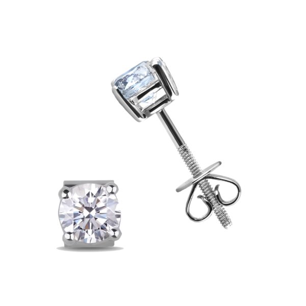 0.80 Carat TW GIA Certified Diamond Stud Earrings in 18K White Gold