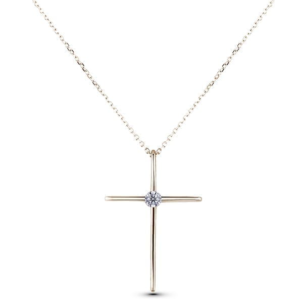 Solitaire diamond cross pendant deals