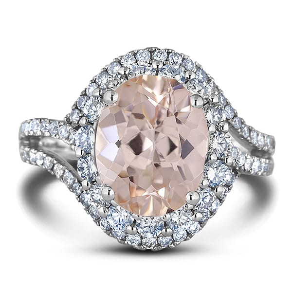 Pink morganite halo ring hotsell