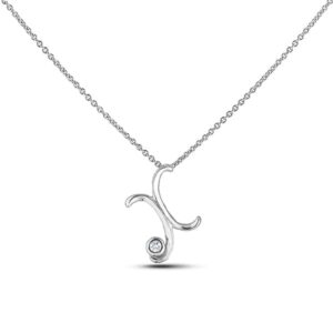 Canadian Diamond Solitaire Sterling Silver Letter X Initial Necklace