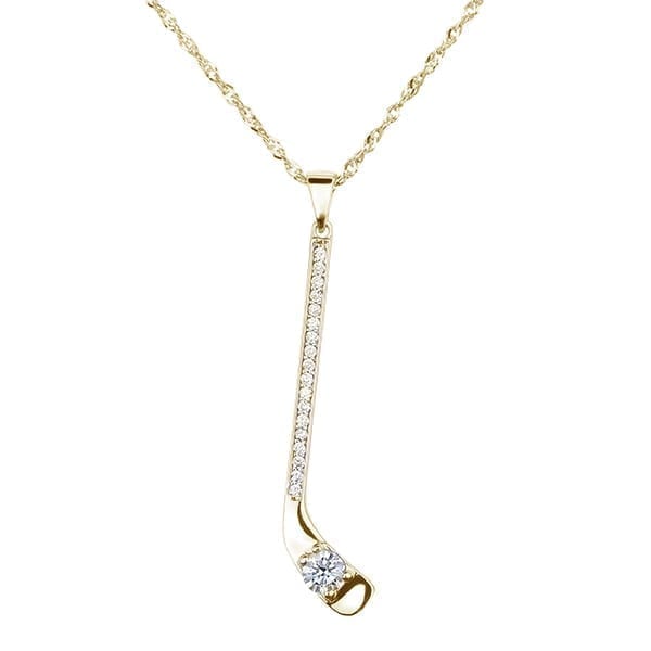 0 24 Carat Tw Canadian Diamond Hockey Stick Pendant In Yellow Gold - Gold Hockey Stick Pendant